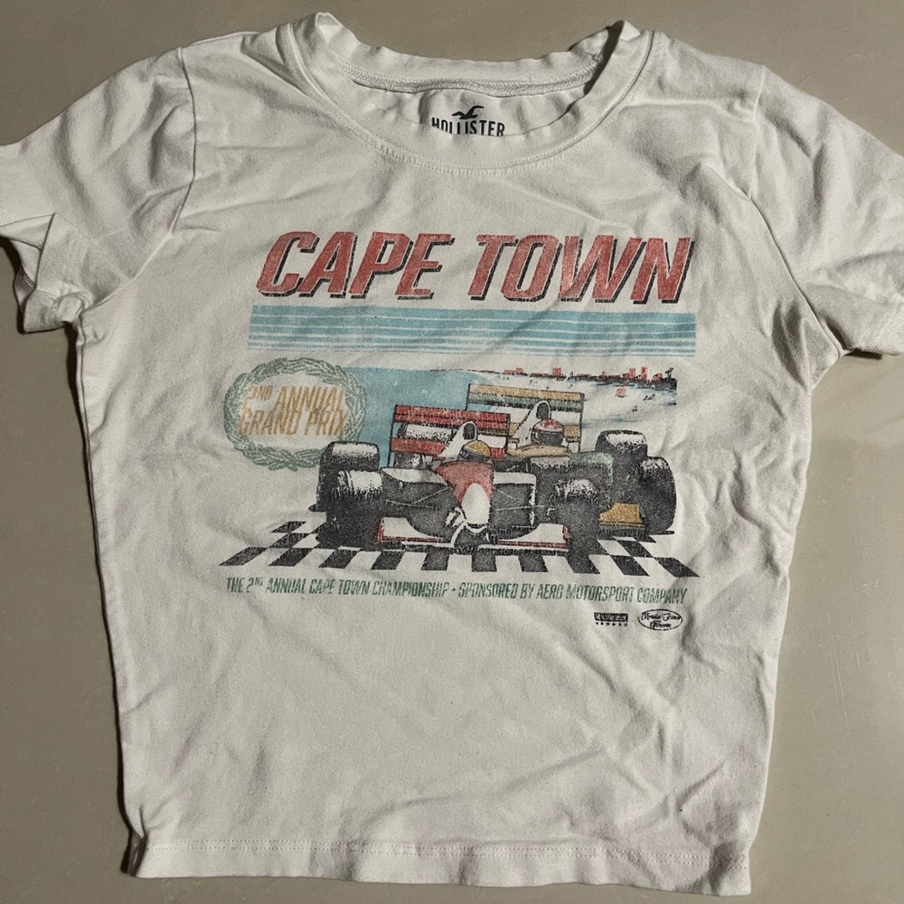Hollister White Cape Town Race Car Tee